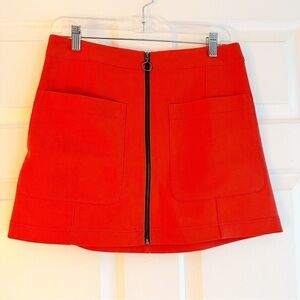 Rachel Roy Orange Front Zip Mini Skirt Size 6‎